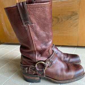 FRYE Brown Leather Harness Biker Boots Women’s 8